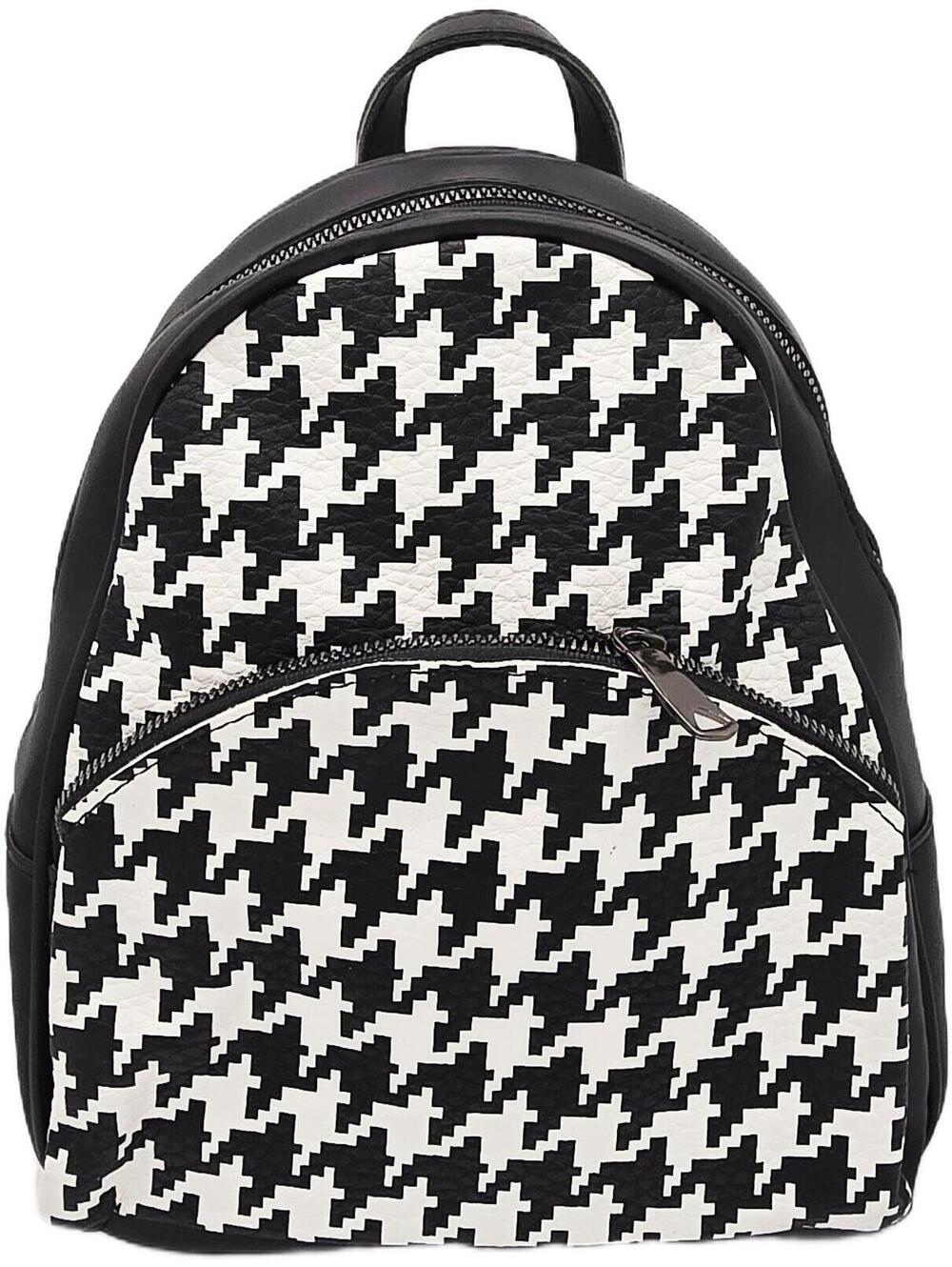 Black and White Houndstooth Pattern Backpack